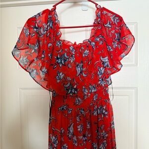 Beautiful Floral Red Dress